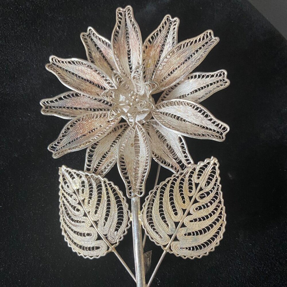 Handmade Cannetille Fililgree Flower Brooch